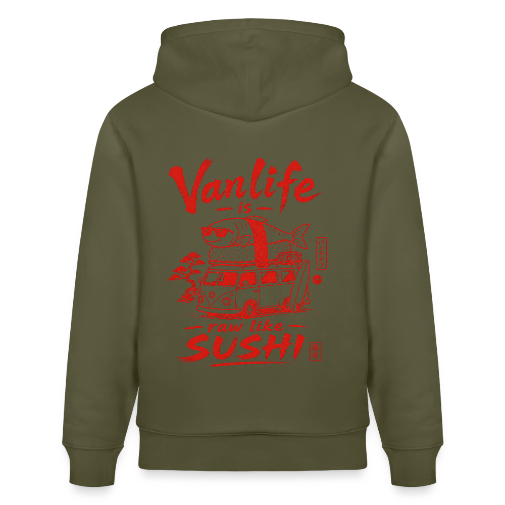 Vanlife Unisex Bio-Hoodie Sushi - Khaki Grün