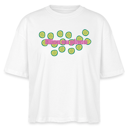 FINE MAFI Frauen Boxy Bio-T-Shirt Mise En Place Gurken - Weiß