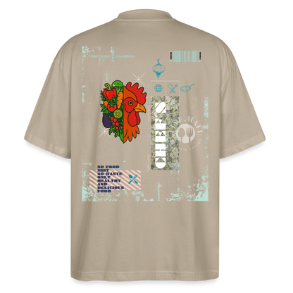 FINE.MAFI Oversized Unisex Bio T-Shirt Chicken - Steingrau