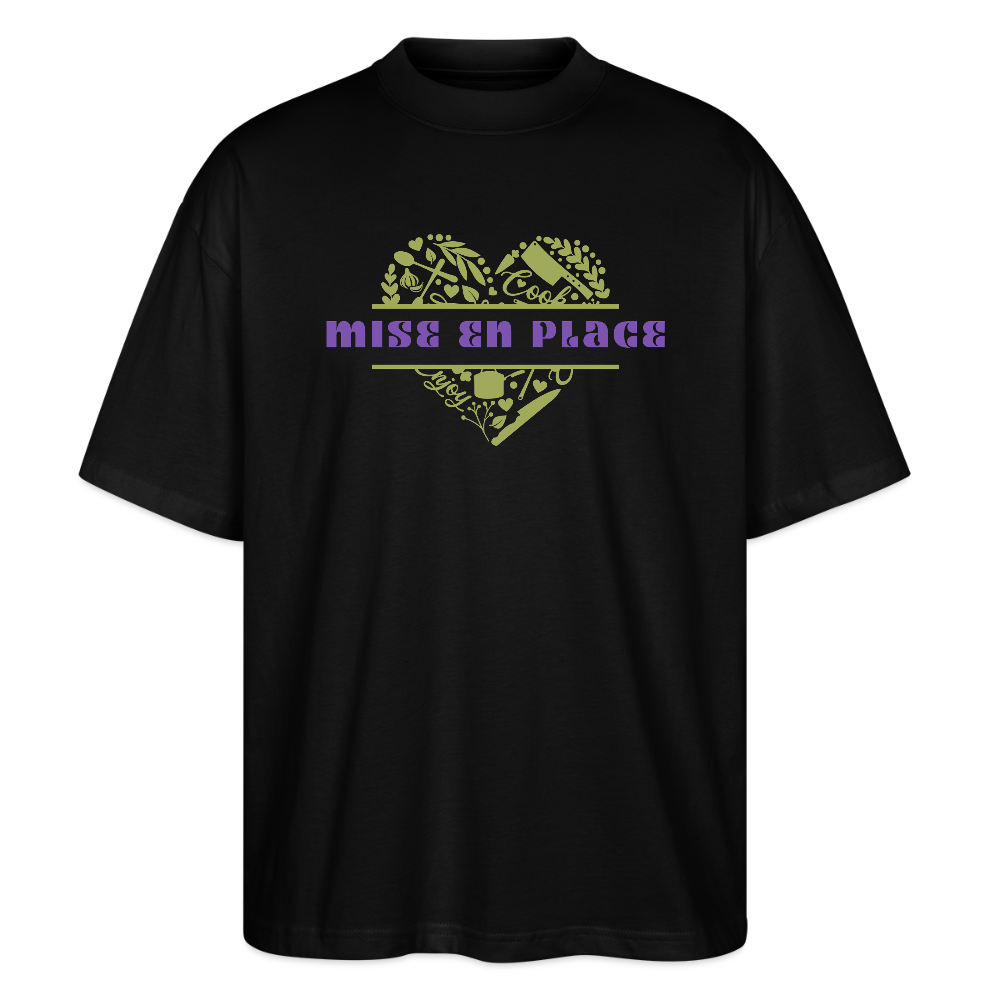 FINE MAFI Oversized Unisex Bio T-Shirt Mise En Place Heart - Schwarz