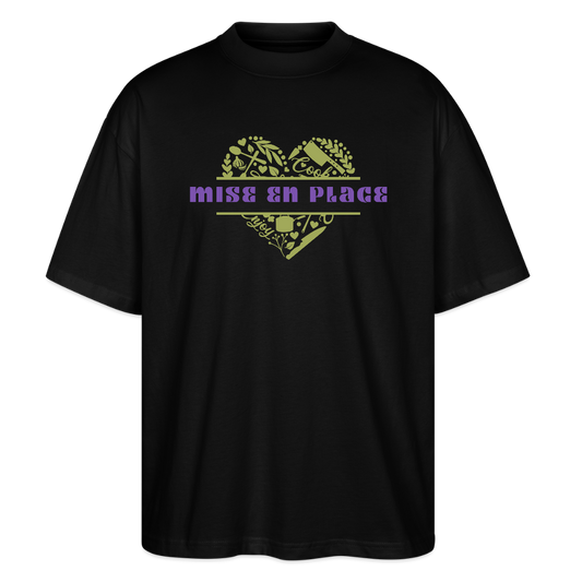 FINE MAFI Oversized Unisex Bio T-Shirt Mise En Place Heart - Schwarz