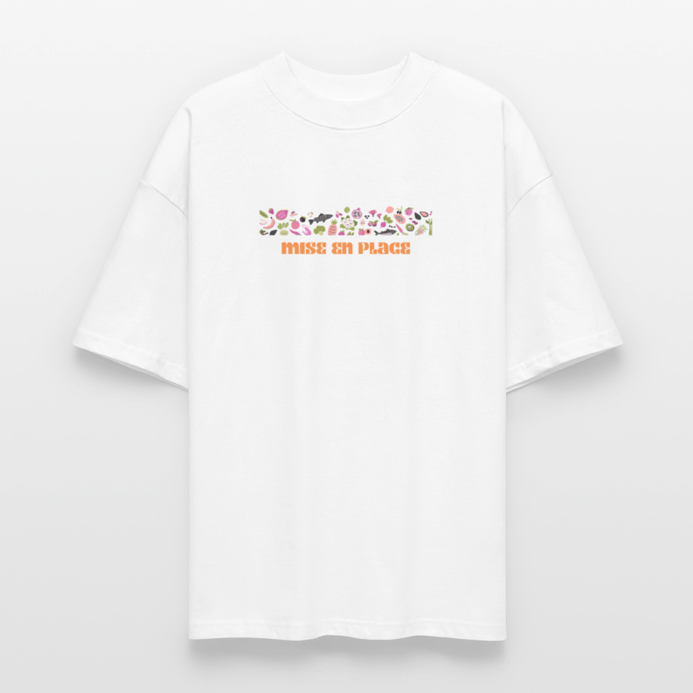 FINE MAFI Oversized Unisex Bio T-Shirt Mise En Place Bunt - Weiß