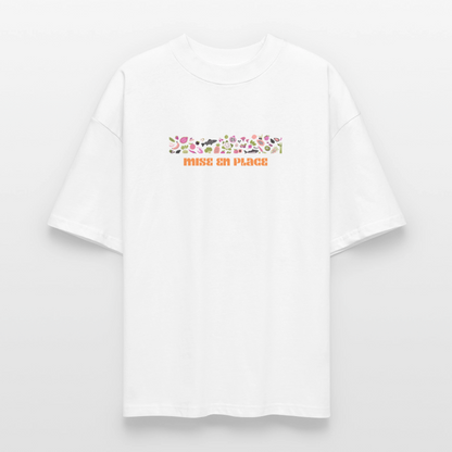 FINE MAFI Oversized Unisex Bio T-Shirt Mise En Place Bunt - Weiß