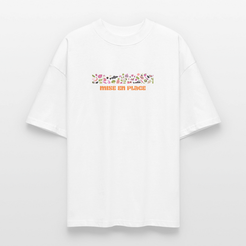 FINE MAFI Oversized Unisex Bio T-Shirt Mise En Place Bunt - Weiß