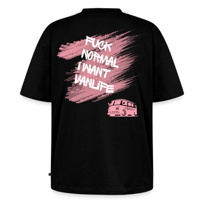 Vanlife Unisex Premium Oversized Bio T-Shirt F.UCK Normal Black - Schwarz