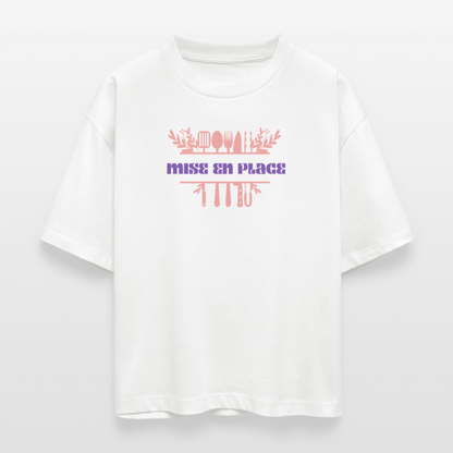 FINE MAFI Frauen Boxy Bio-T-Shirt Mise En Place Kitchen Tools - Weiß