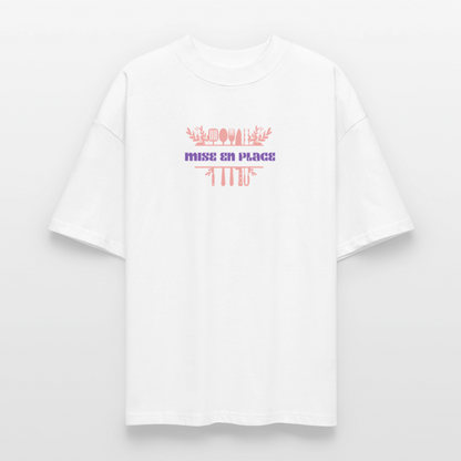 FINE MAFI Oversized Unisex Bio T-Shirt Mise En Place Kitchen Tools - Weiß