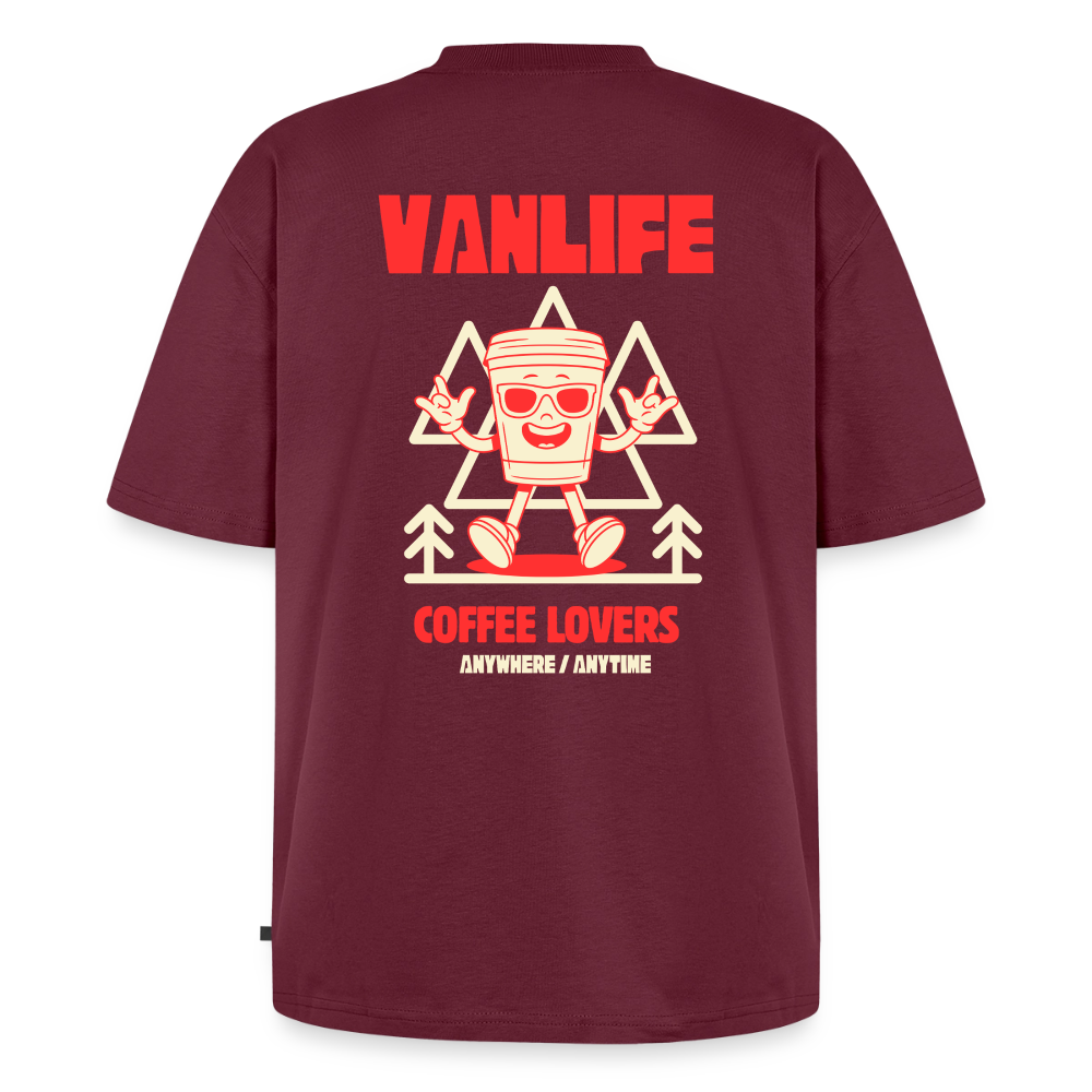 Vanlife Unisex Premium Oversized Bio T-Shirt Coffee - Burgunderrot