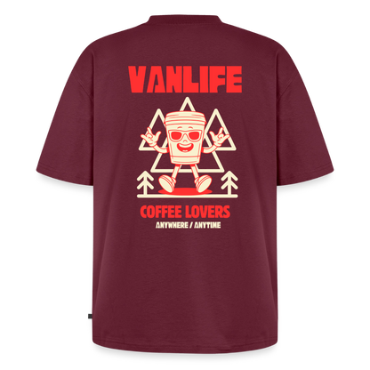 Vanlife Unisex Premium Oversized Bio T-Shirt Coffee - Burgunderrot