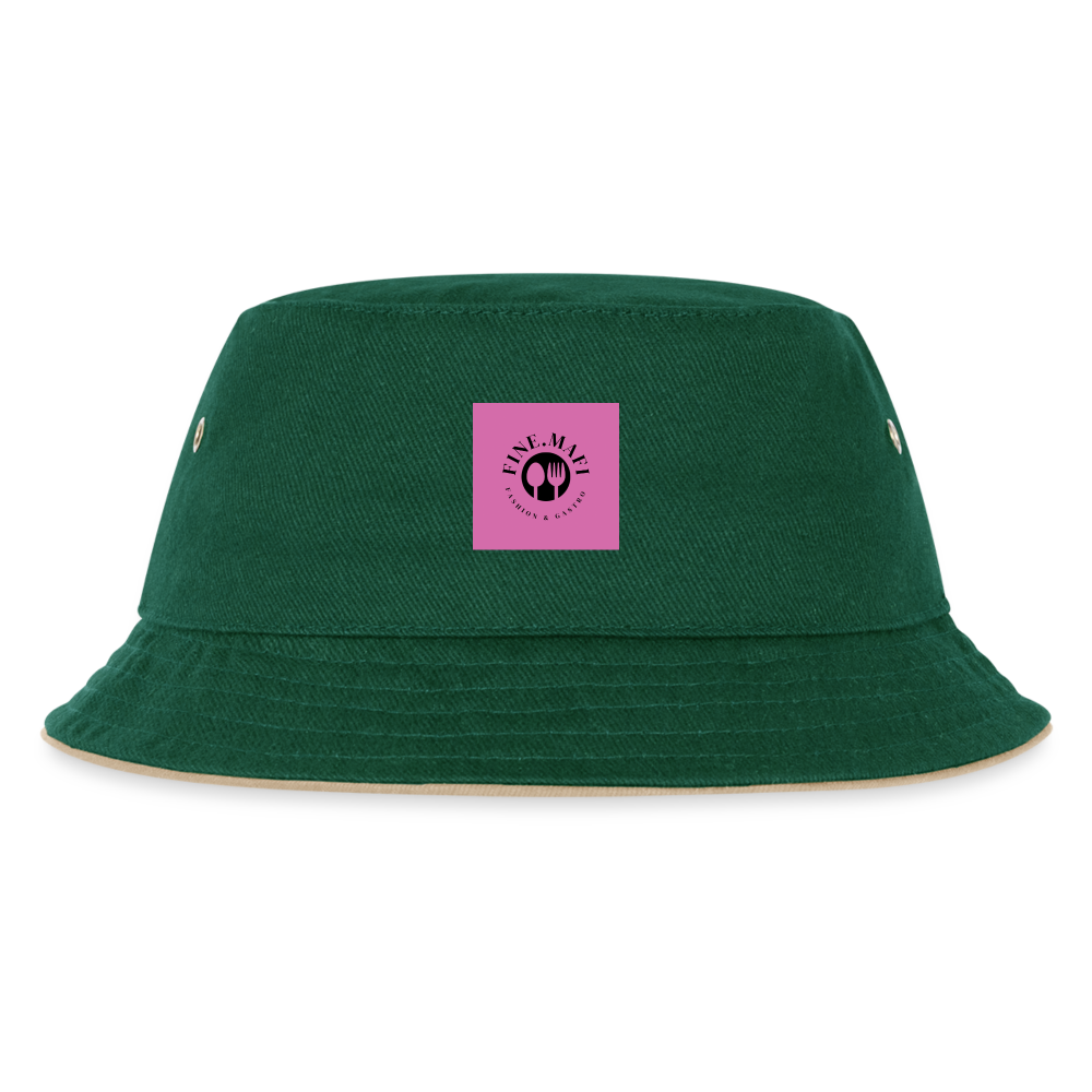 Kinder Bucket Hat - Dunkelgrün/Beige
