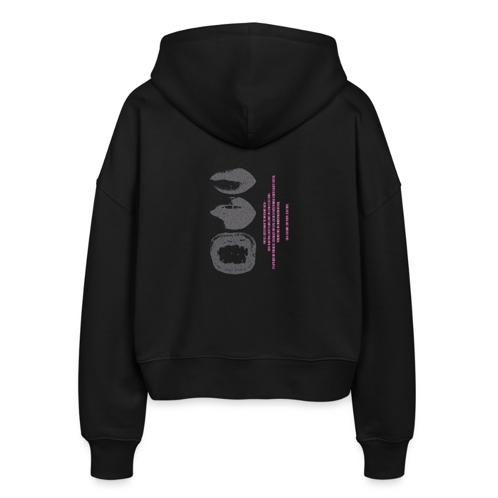 Boxy Frauen Bio Zip Hoodie Tasty - Schwarz