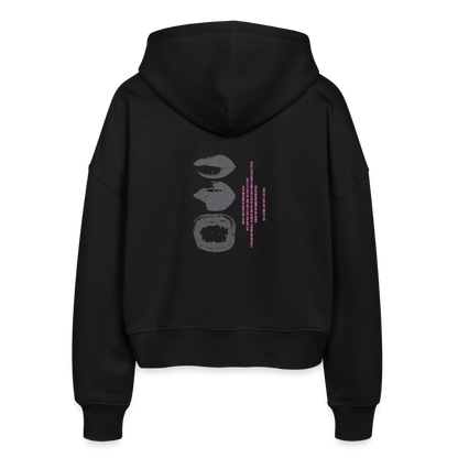 Boxy Frauen Bio Zip Hoodie Tasty - Schwarz