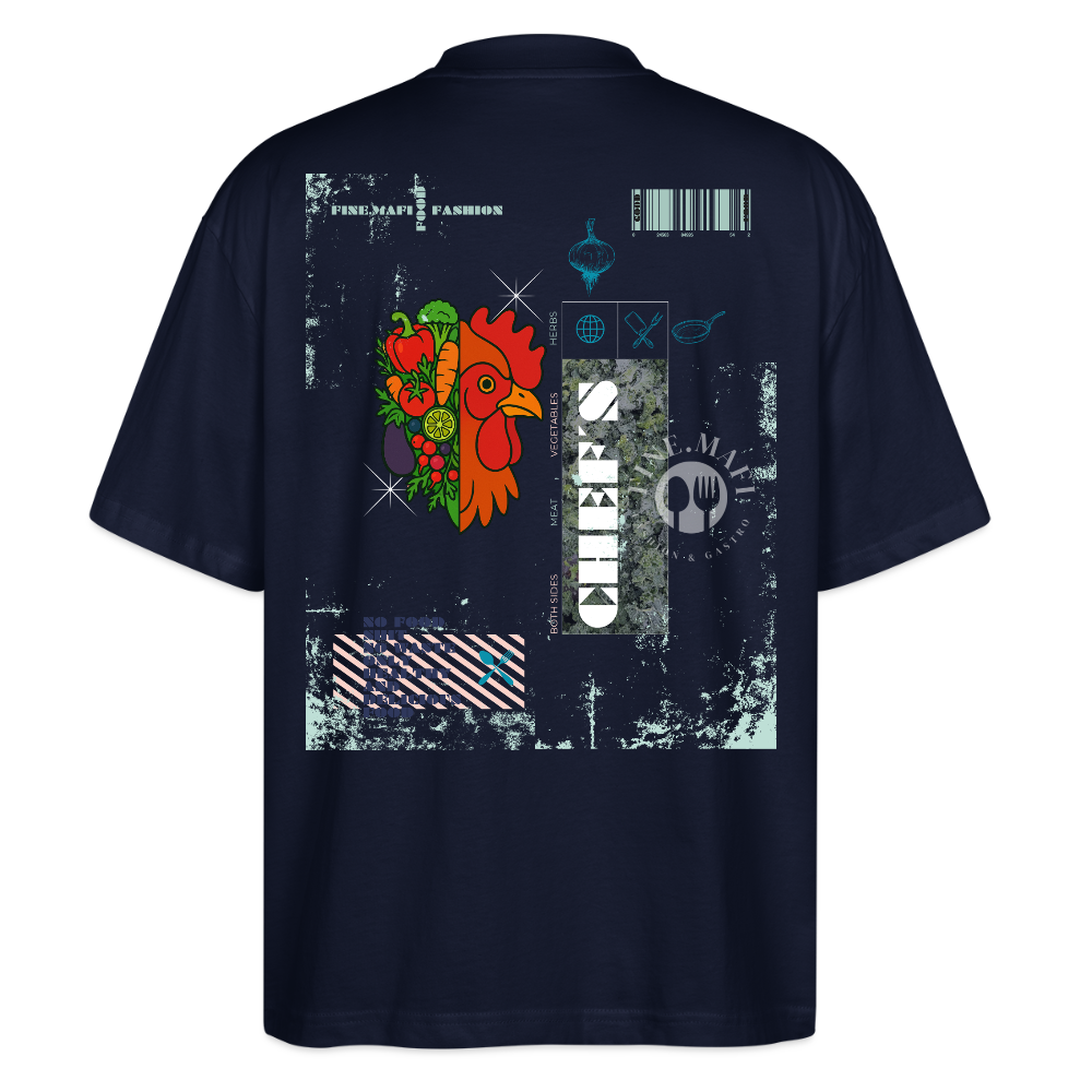 FINE.MAFI Oversized Unisex Bio T-Shirt Chicken - Navy