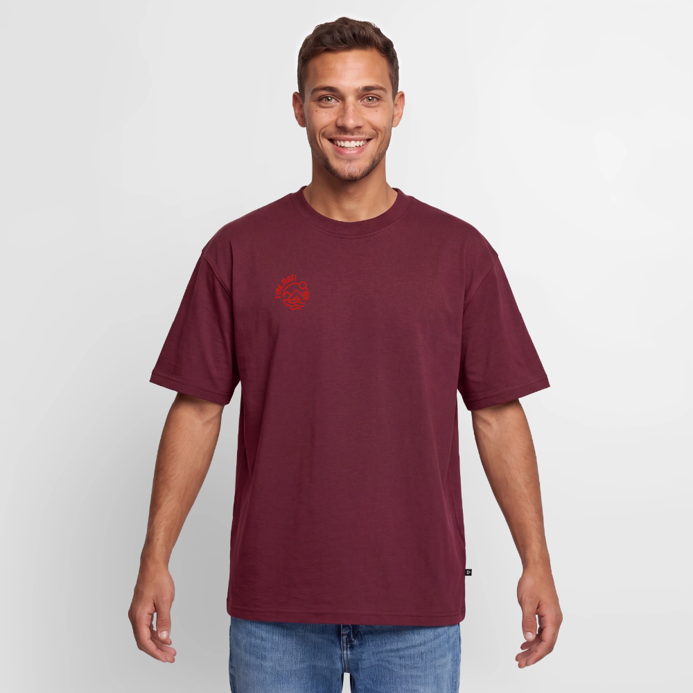Vanlife Unisex Premium Oversized Bio T-Shirt Coffee - Burgunderrot