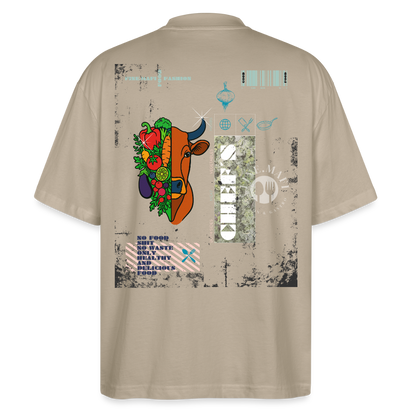 FINE.MAFI Oversized Unisex Bio T-Shirt Both Sides Cow - Steingrau
