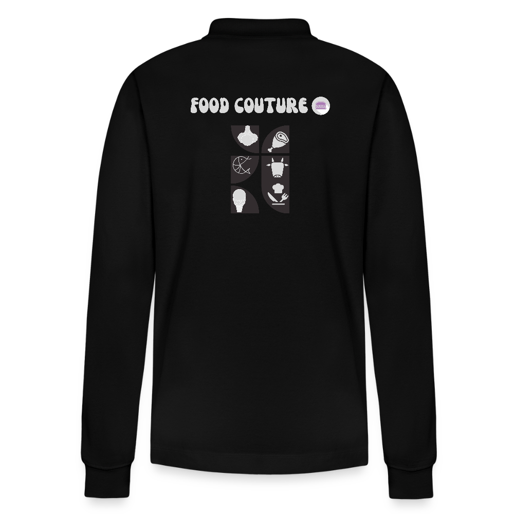 Food Couture Unisex Bio-Langarm-Poloshirt - Schwarz