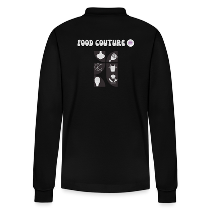 Food Couture Unisex Bio-Langarm-Poloshirt - Schwarz