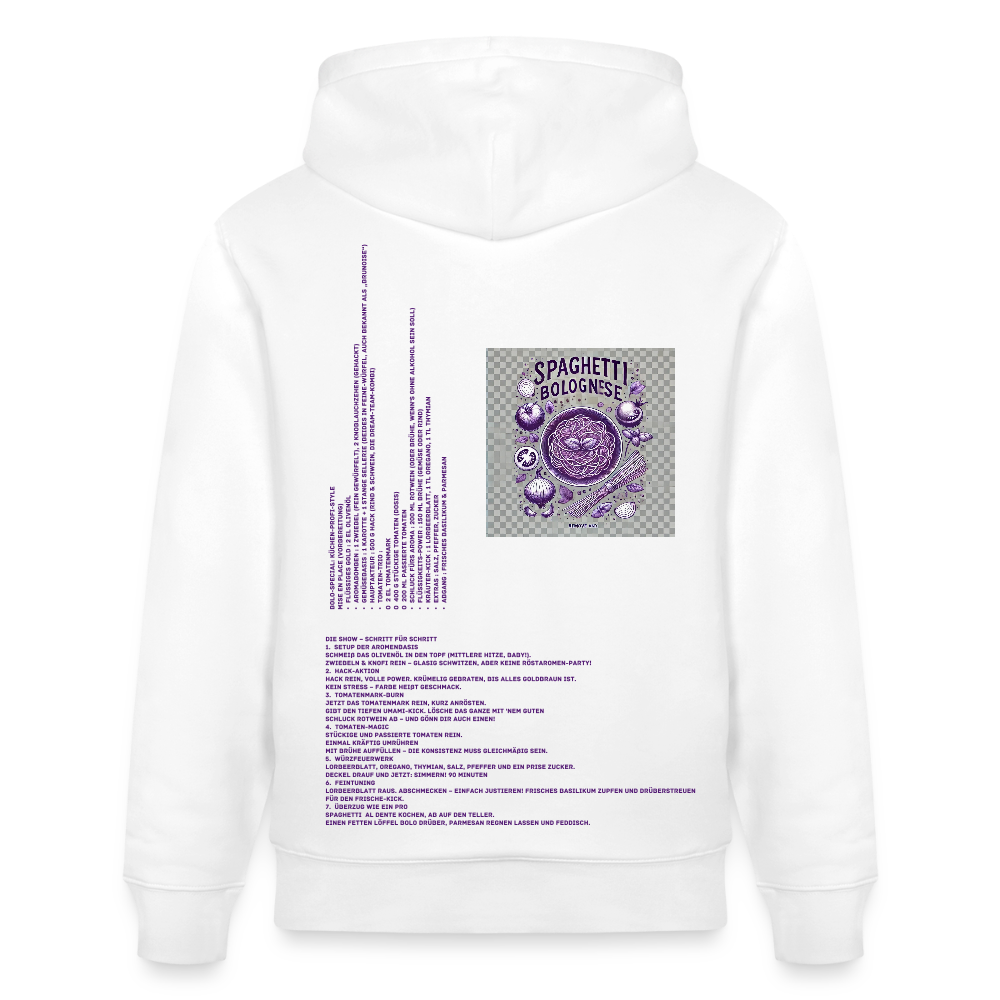 FOOD LOVE Unisex Bio Hoodie Bolo Stile - Weiß