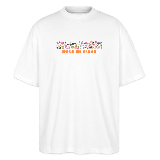 FINE MAFI Oversized Unisex Bio T-Shirt Mise En Place Bunt - Weiß