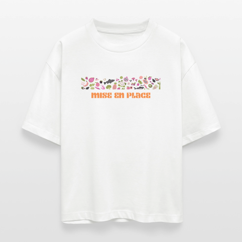 FINE MAFI Frauen Boxy Bio-T-Shirt Mise En Place Bunt - Weiß