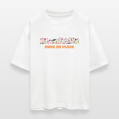 FINE MAFI Frauen Boxy Bio-T-Shirt Mise En Place Bunt - Weiß