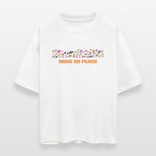 FINE MAFI Frauen Boxy Bio-T-Shirt Mise En Place Bunt - Weiß