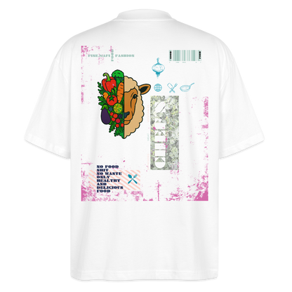 FINE.MAFI Oversized Unisex Bio T-Shirt Both Sides Lamb - Weiß