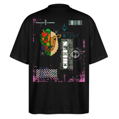 FINE.MAFI Oversized Unisex Bio T-Shirt Both Sides Lamb - Schwarz