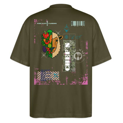FINE.MAFI Oversized Unisex Bio T-Shirt Both Sides Lamb - Khaki