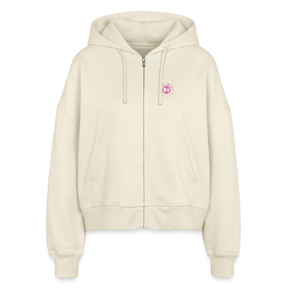 Boxy Frauen Bio Zip Hoodie Tasty - Weißgrau