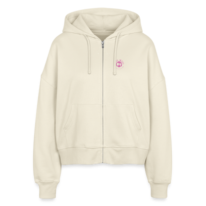 Boxy Frauen Bio Zip Hoodie Tasty - Weißgrau