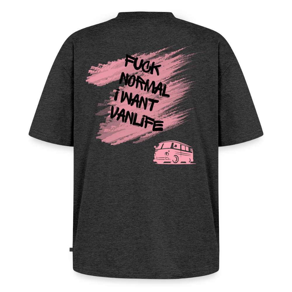 Vanlife Unisex Premium Oversized Bio T-Shirt F.CK Normal - Anthrazit meliert