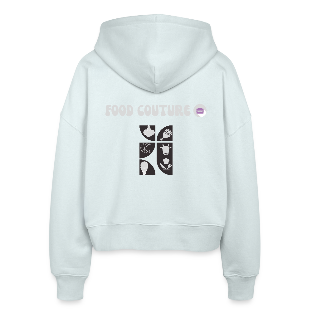 Food Couture Boxy Frauen Bio Zip Hoodie - Eisblau