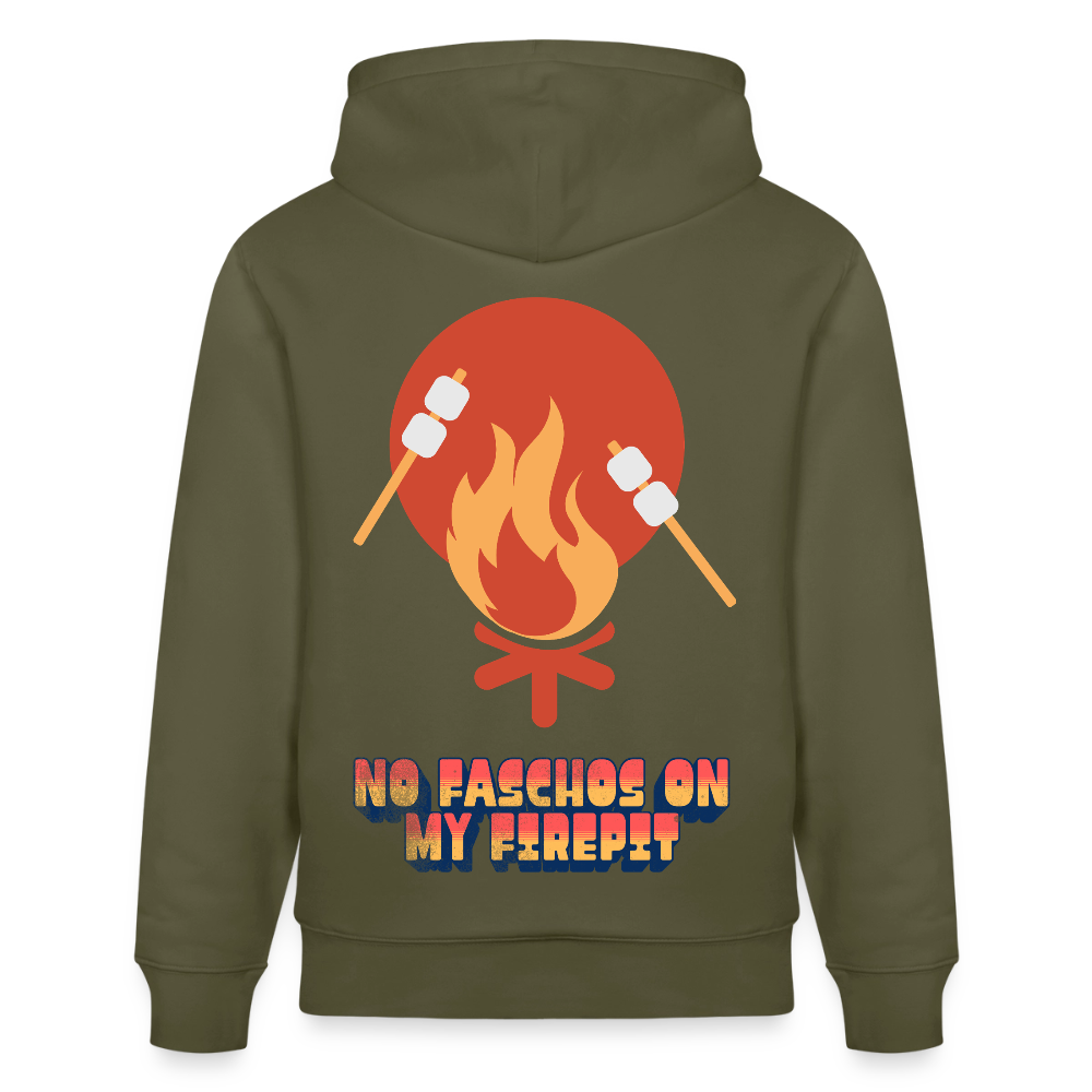 Vanlife Unisex Bio-Hoodie Firepit - Khaki Grün