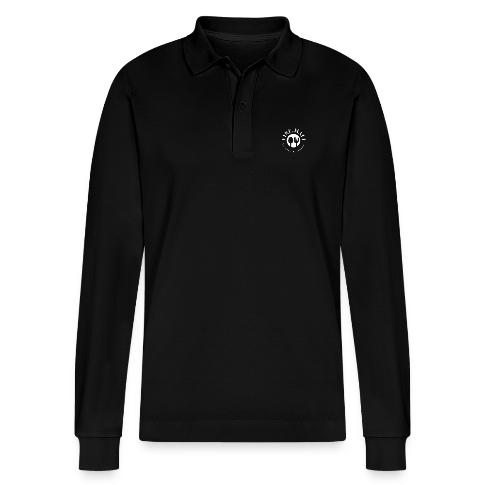 Food Couture Unisex Bio-Langarm-Poloshirt - Schwarz