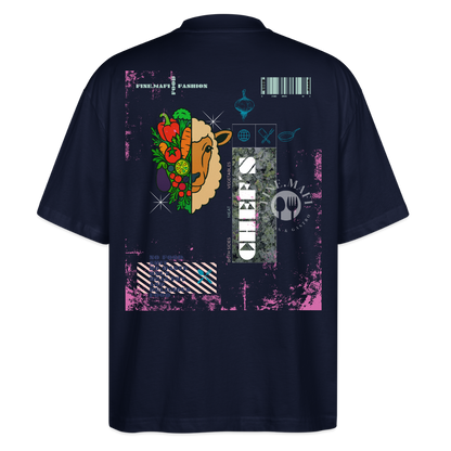 FINE.MAFI Oversized Unisex Bio T-Shirt Both Sides Lamb - Navy