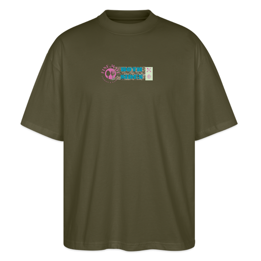 FINE.MAFI Oversized Unisex Bio T-Shirt Both Sides Fish - Khaki
