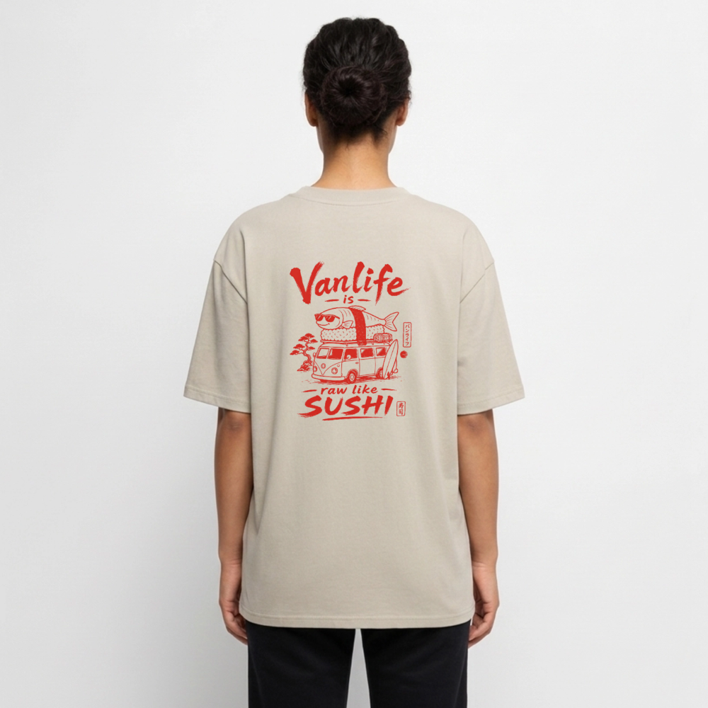 Vanlife Unisex Premium Oversized Bio T-Shirt Sushi - Beige